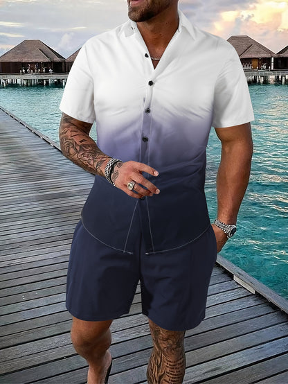 Men's 3D Printed Tropical Shirt and Shorts Set