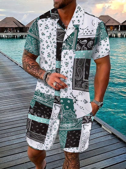 Men's 3D Printed Tropical Shirt and Shorts Set