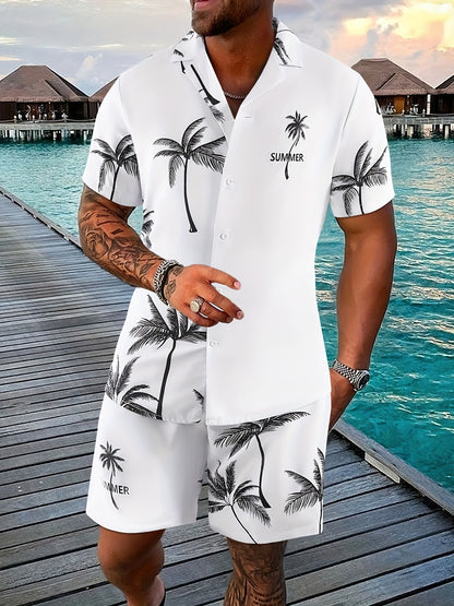 Men's 3D Printed Tropical Shirt and Shorts Set