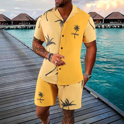 Men's 3D Printed Tropical Shirt and Shorts Set