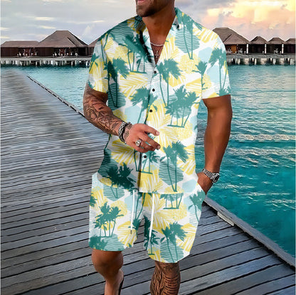 Men's 3D Printed Tropical Shirt and Shorts Set