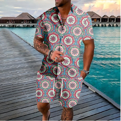 Men's 3D Printed Tropical Shirt and Shorts Set