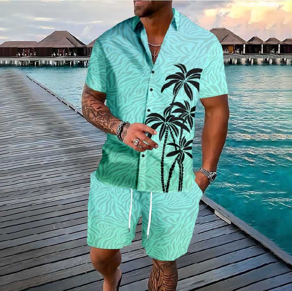 Men's 3D Printed Tropical Shirt and Shorts Set