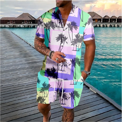 Men's 3D Printed Tropical Shirt and Shorts Set