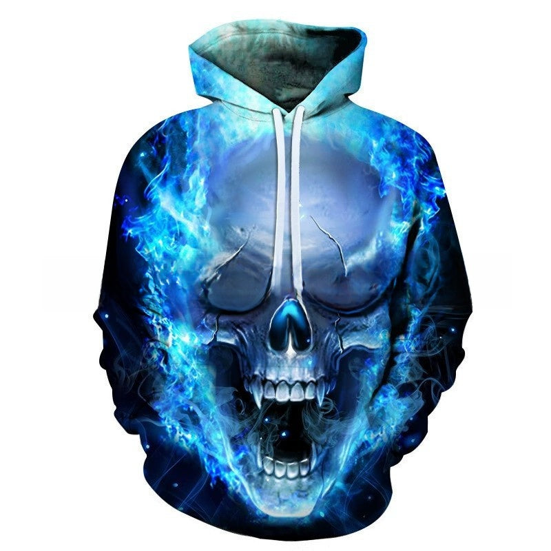 Men's 3D Skull Print Hooded Sweatshirt