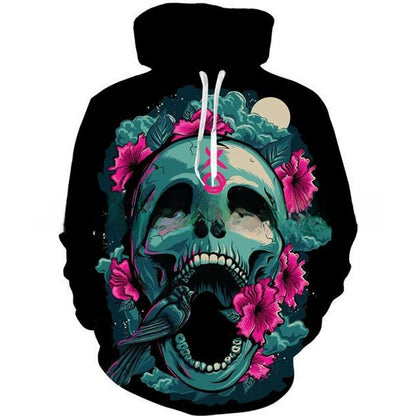 Men's 3D Skull Print Hooded Sweatshirt