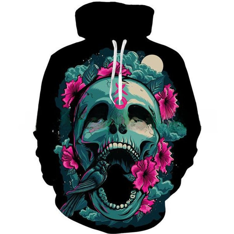 Men's 3D Skull Print Hooded Sweatshirt