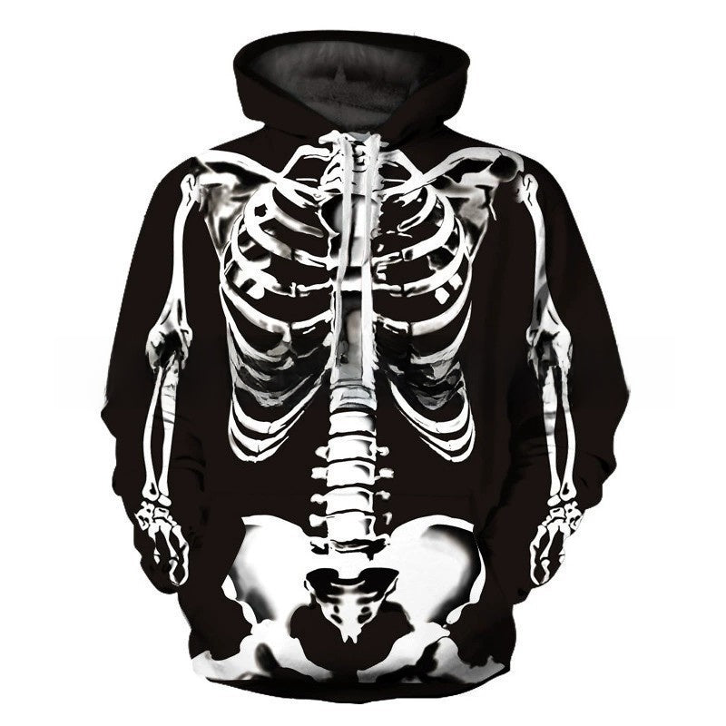Men's 3D Skull Print Hooded Sweatshirt