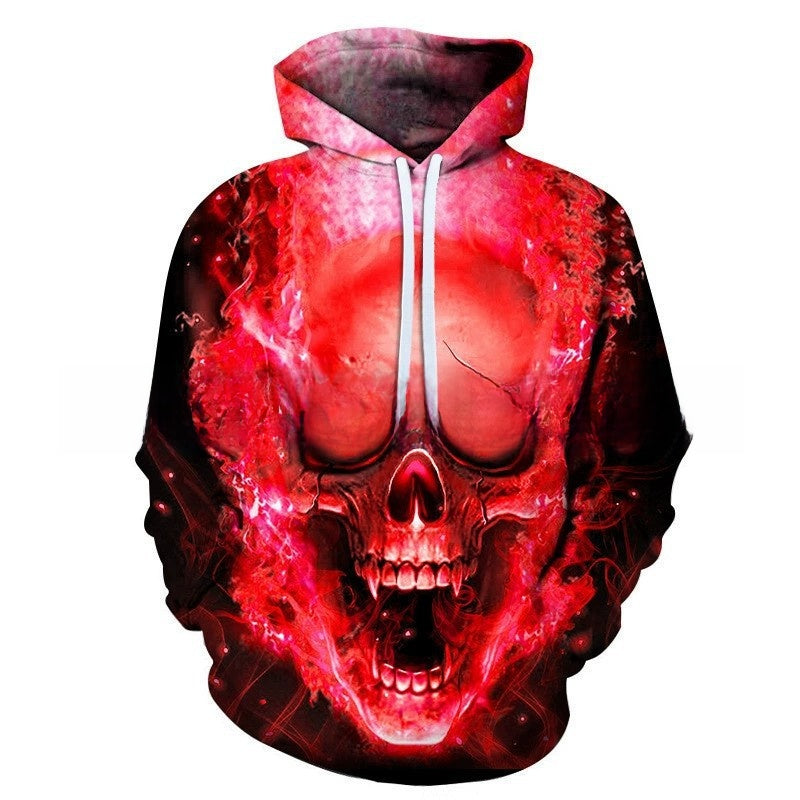 Men's 3D Skull Print Hooded Sweatshirt