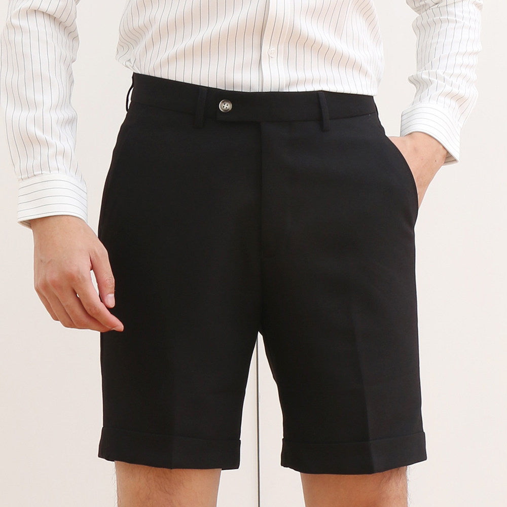 Men's 5-Point Shorts for Summer, Trendy, Slim Fit, Drapey, Cuffed, Versatile, British Style Suit Shorts, Dress Shorts