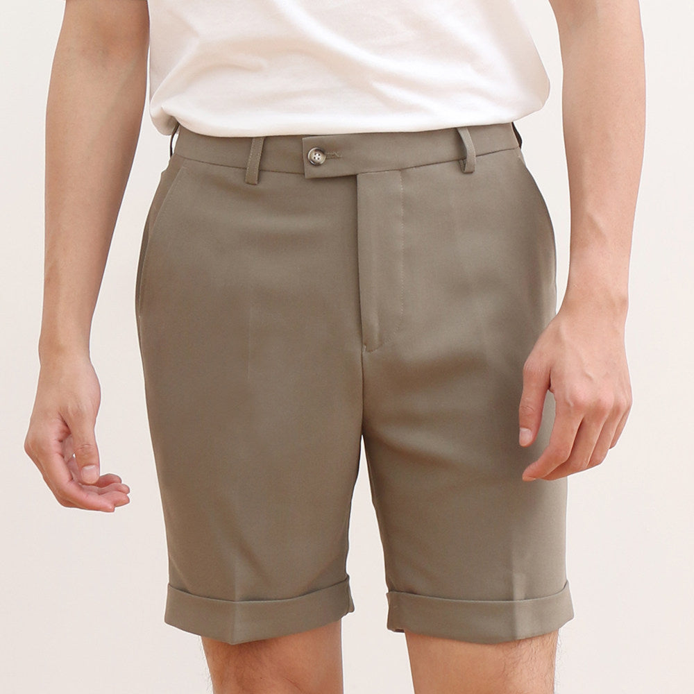 Men's 5-Point Shorts for Summer, Trendy, Slim Fit, Drapey, Cuffed, Versatile, British Style Suit Shorts, Dress Shorts