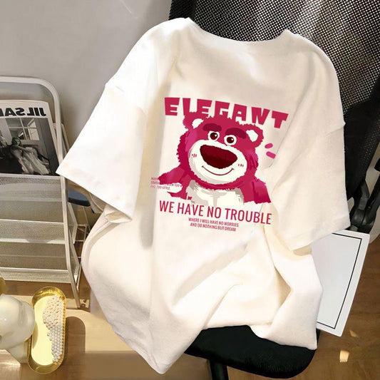 Men's and Women's Fashion Design Sense Printing Couple Summer Loose Top T-Shirt Women