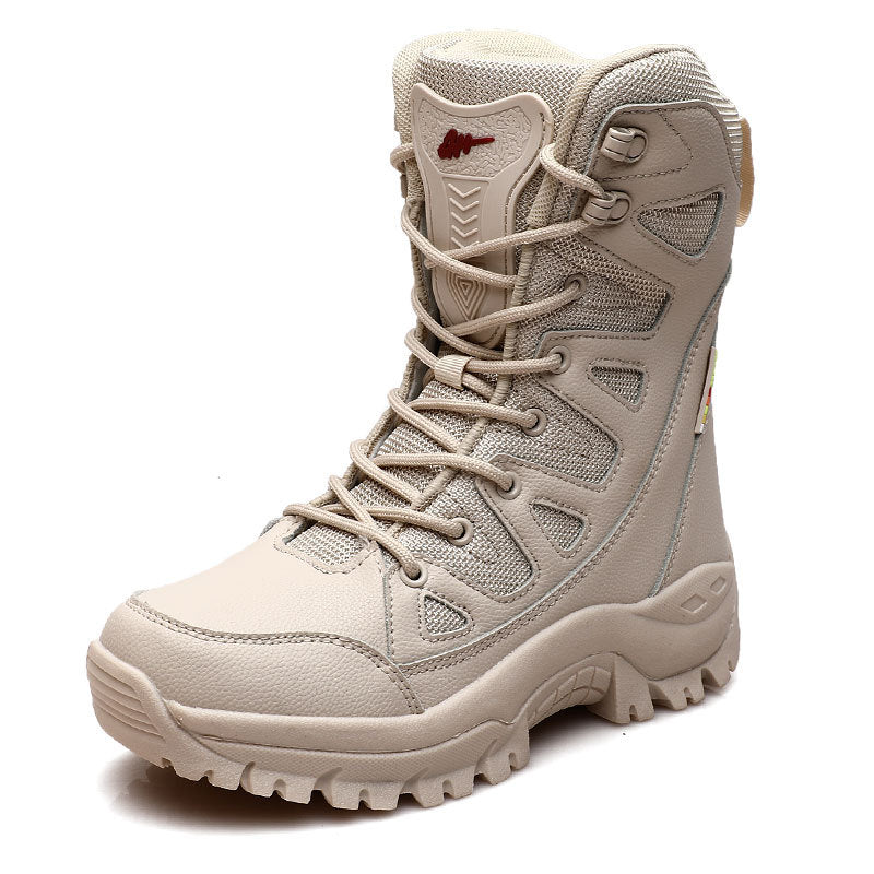 Men's and Women's High-Top Leather Military Boots for Hiking and Snow