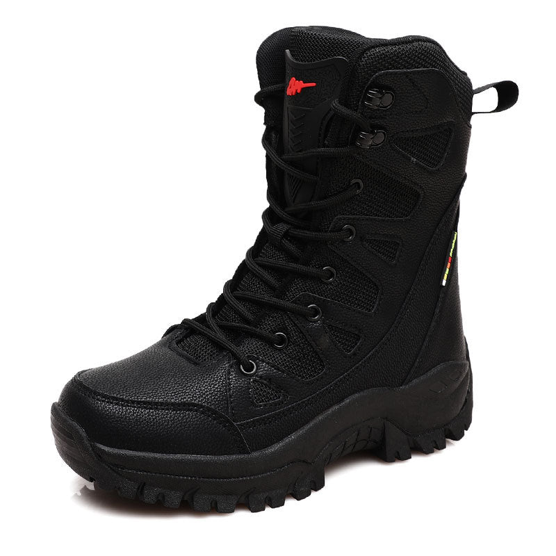 Men's and Women's High-Top Leather Military Boots for Hiking and Snow