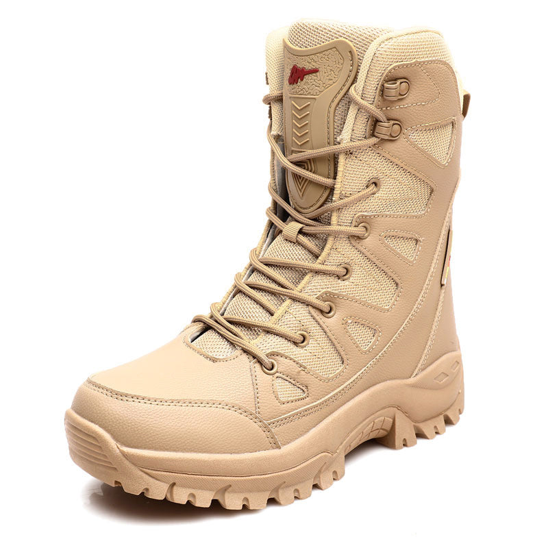 Men's and Women's High-Top Leather Military Boots for Hiking and Snow