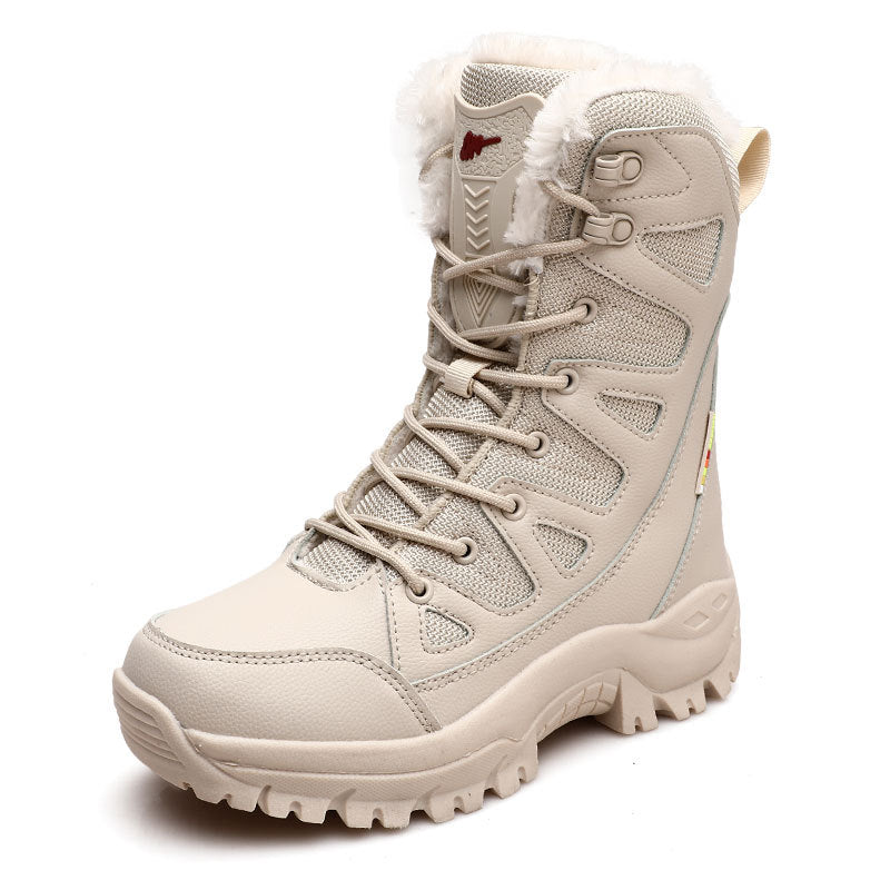 Men's and Women's High-Top Leather Military Boots for Hiking and Snow