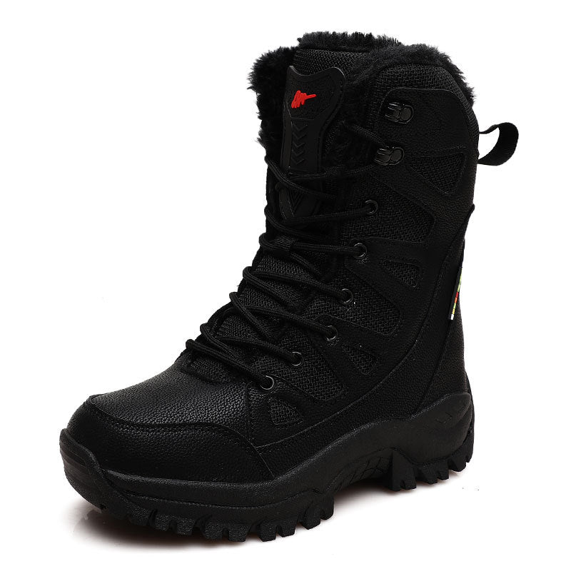 Men's and Women's High-Top Leather Military Boots for Hiking and Snow