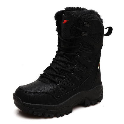 Men's and Women's High-Top Leather Military Boots for Hiking and Snow