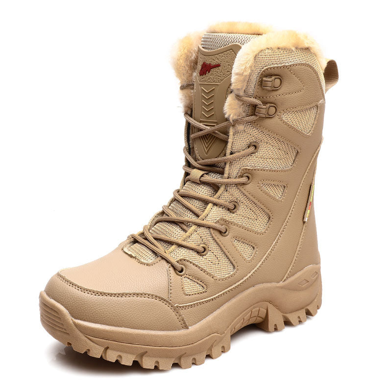 Men's and Women's High-Top Leather Military Boots for Hiking and Snow