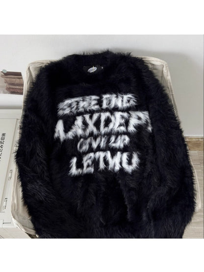 Men's and women's loose-fitting letter-style knit sweater