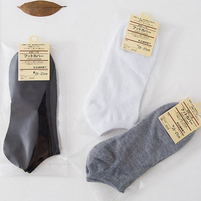 Men's Ankle Socks - Polyester Cotton Blend, Invisible, Solid Color