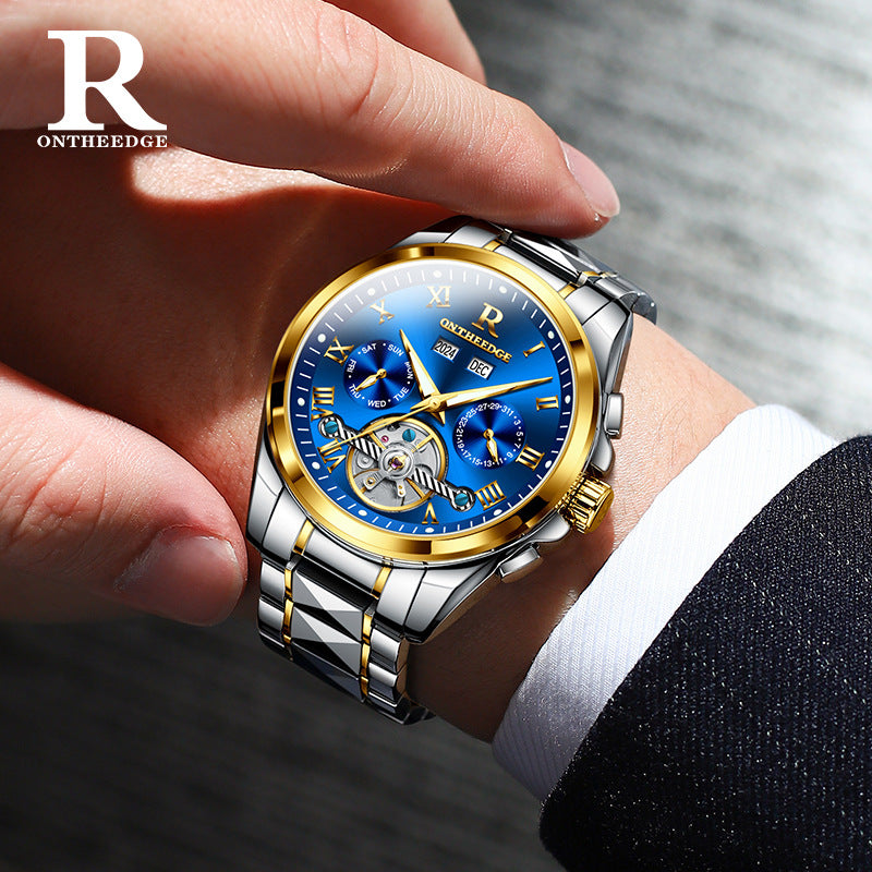 Men's Automatic Skeleton Mechanical Watch with Waterproof Feature