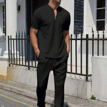 Men's Baseball Collar Polo Shirt and Pants