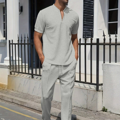 Men's Baseball Collar Polo Shirt and Pants