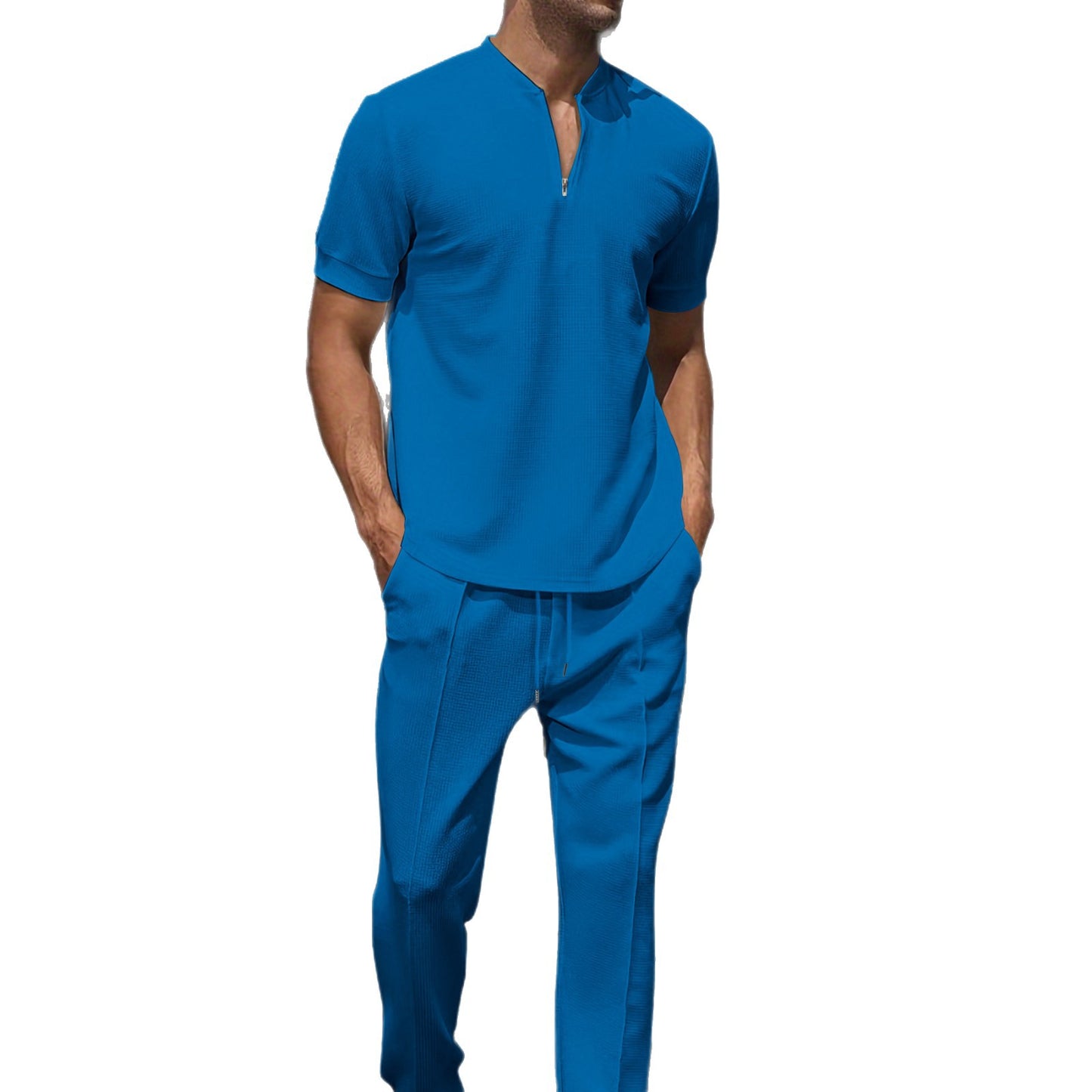 Men's Baseball Collar Polo Shirt and Pants