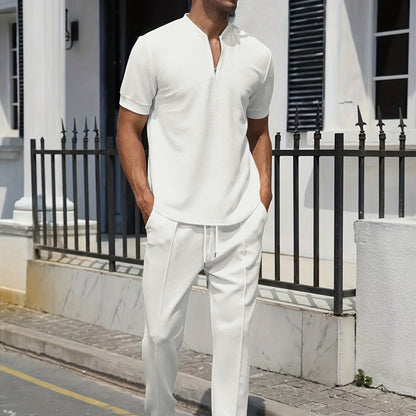 Men's Baseball Collar Polo Shirt and Pants