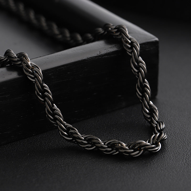 Men's Black Titanium Steel Twist Chain Necklace