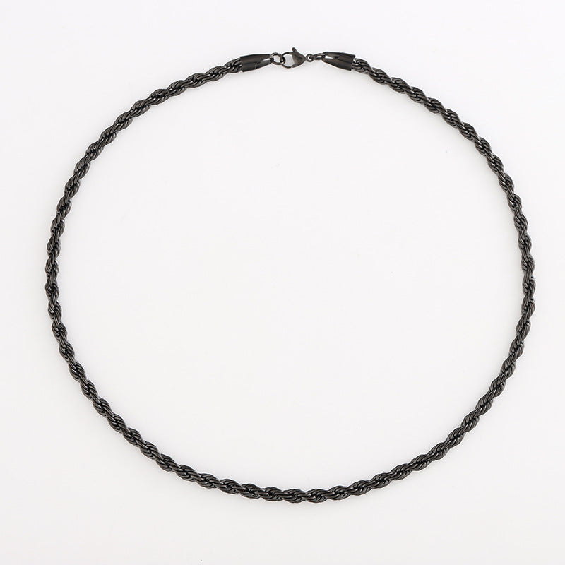 Men's Black Titanium Steel Twist Chain Necklace