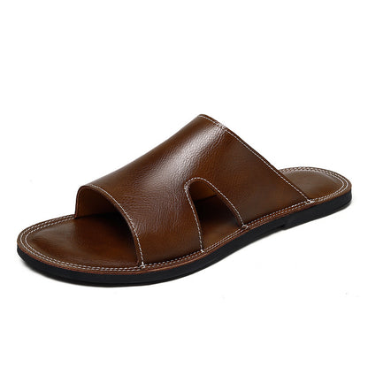 Men's Breathable Leather Slippers