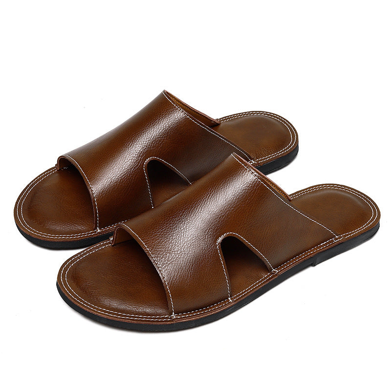 Men's Breathable Leather Slippers