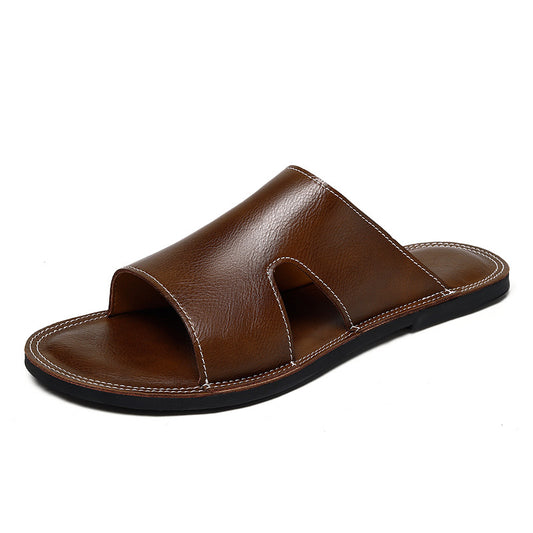 Men's Breathable Leather Slippers