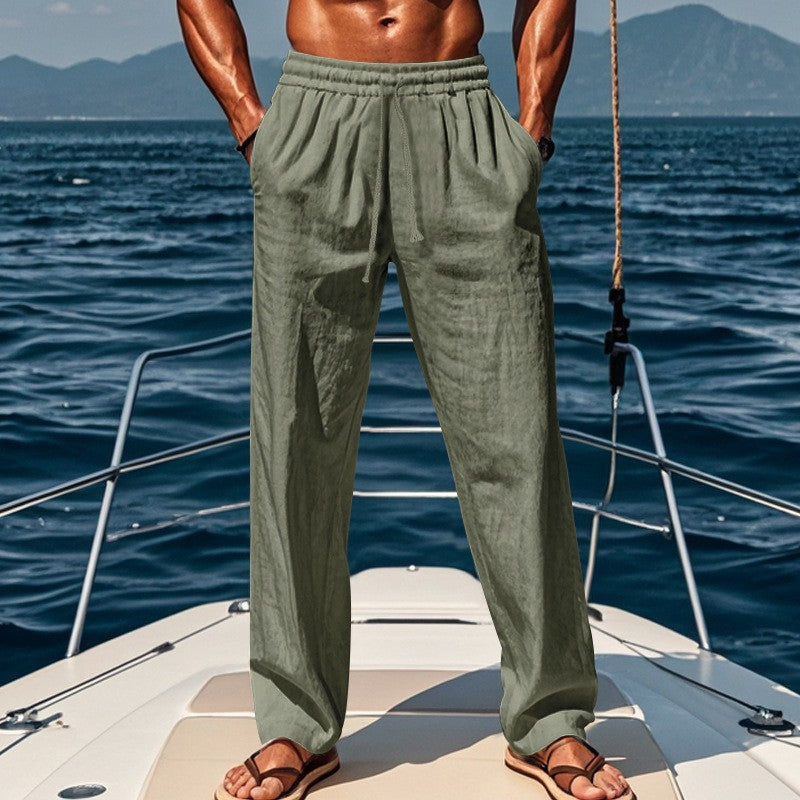 Men's breathable linen casual sports pants