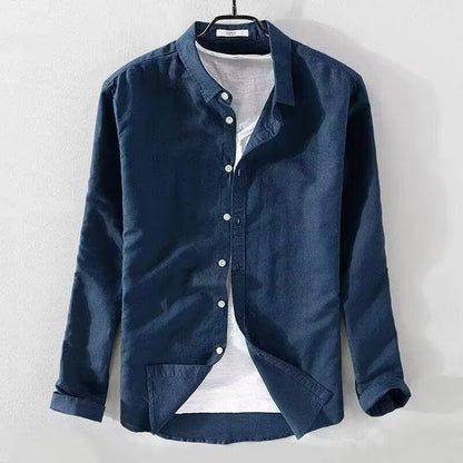 Men's Breathable Linen Shirt Long Sleeve Casual Lapel