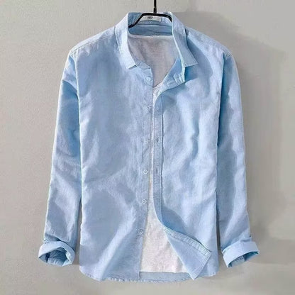 Men's Breathable Linen Shirt Long Sleeve Casual Lapel