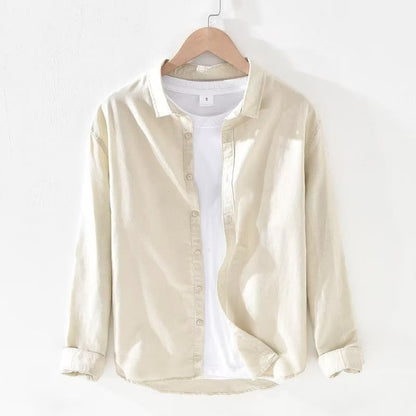 Men's Breathable Linen Shirt Long Sleeve Casual Lapel