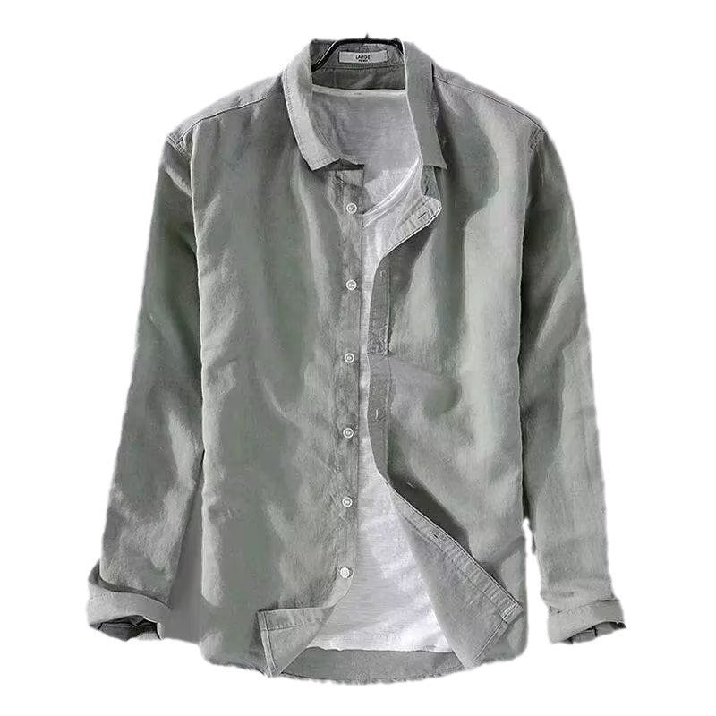 Men's Breathable Linen Shirt Long Sleeve Casual Lapel