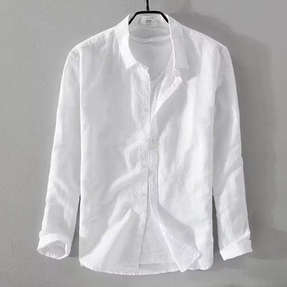 Men's Breathable Linen Shirt Long Sleeve Casual Lapel
