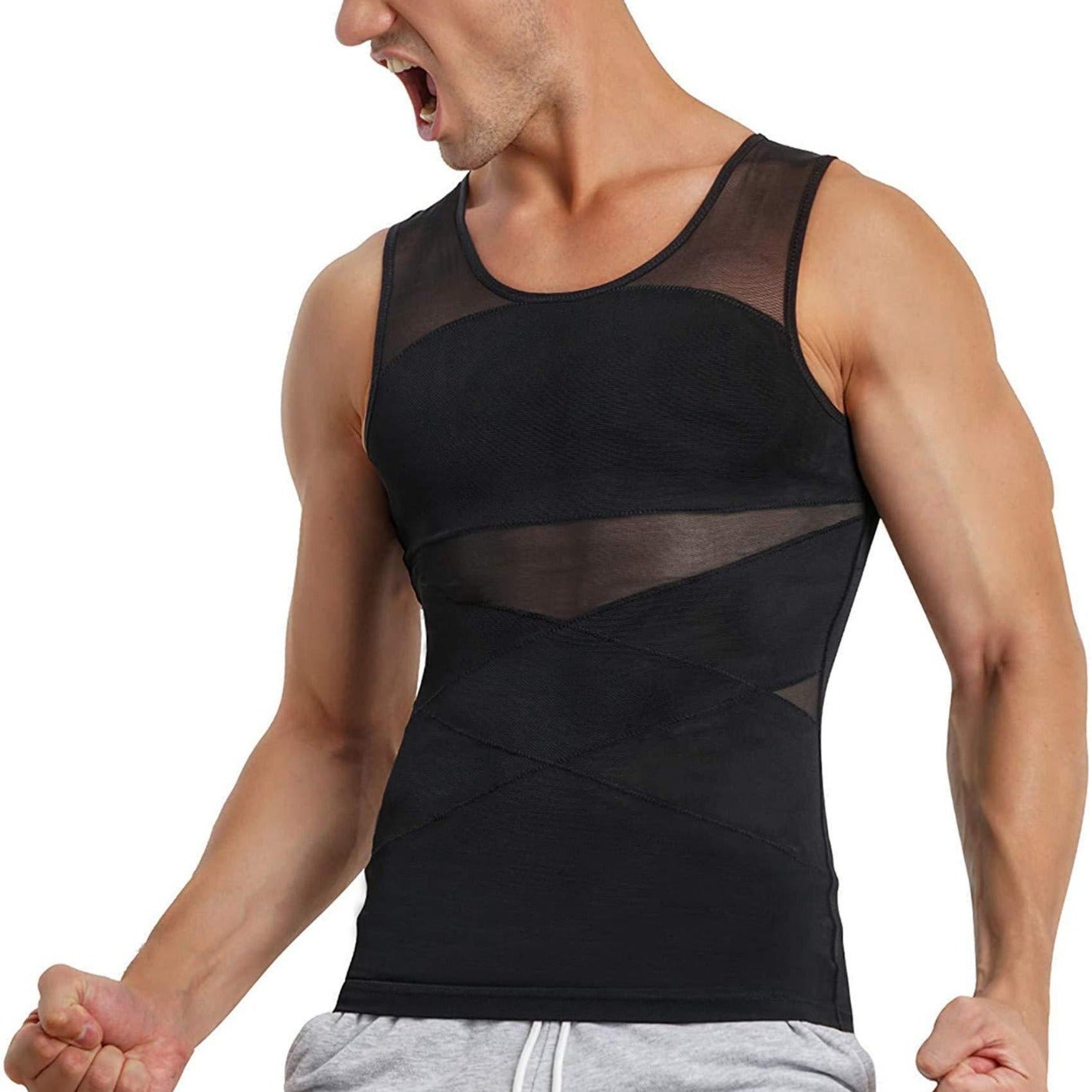 Men's Breathable Mesh Slim Fit Body Shaping Vest