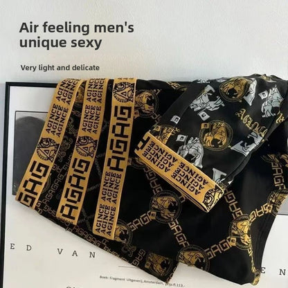 Men's Breathable Quick-Dry Boxer Shorts with Black Gold Print