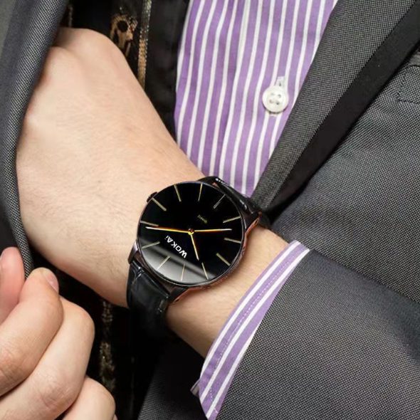 Men's Business Quartz Watch with PU Strap