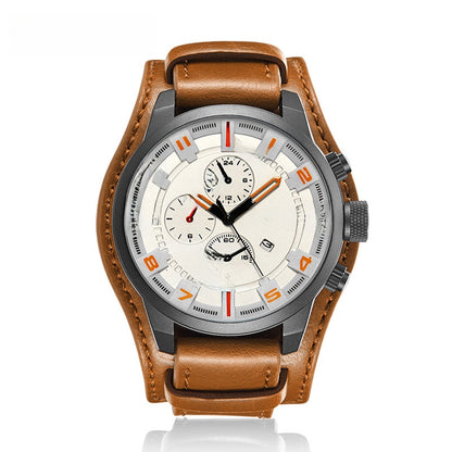Men's Calendar Leather Strap Watch