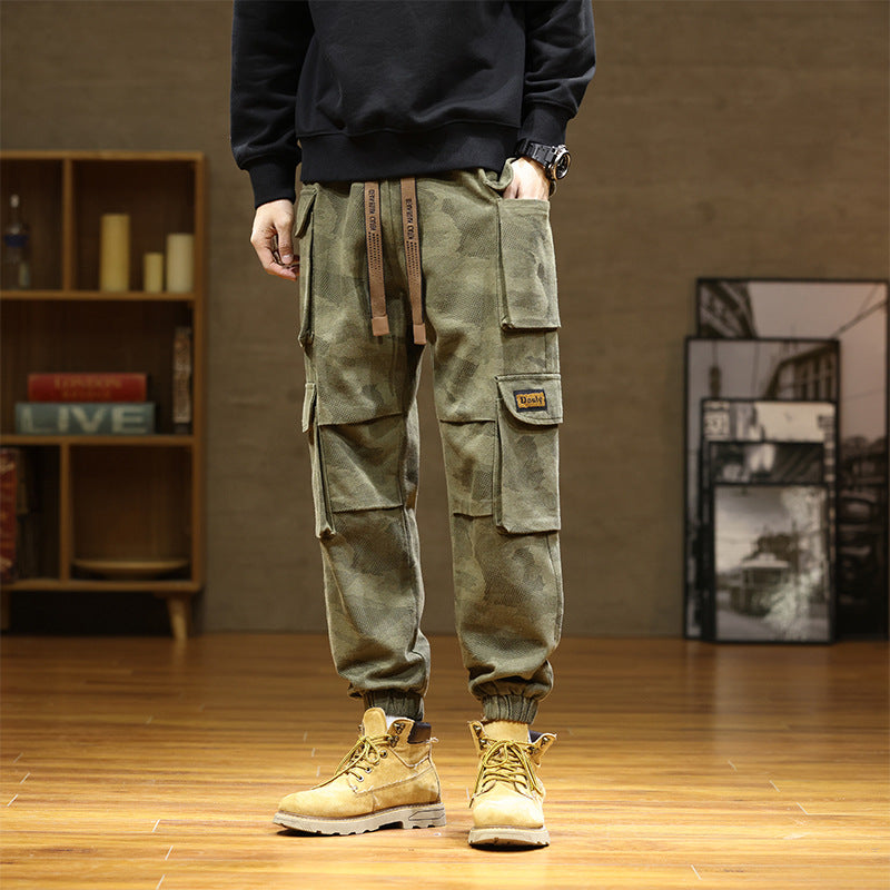 Men's Camouflage Cotton Casual Pants with Adjustable Ankles