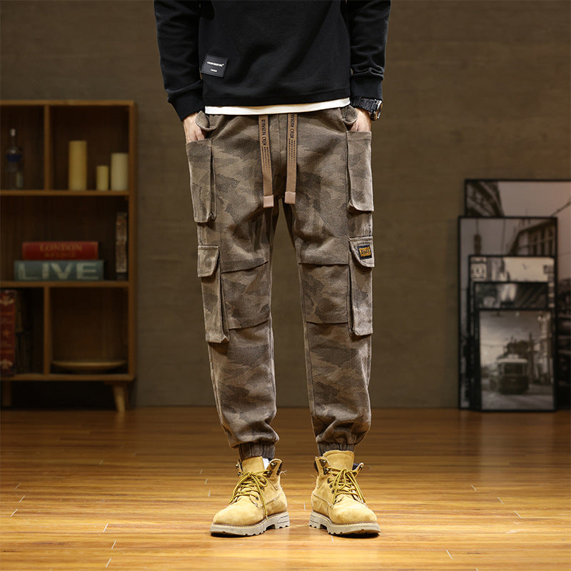 Men's Camouflage Cotton Casual Pants with Adjustable Ankles