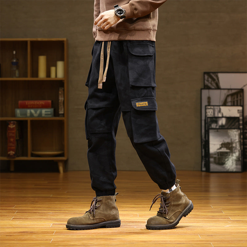 Men's Camouflage Cotton Casual Pants with Adjustable Ankles
