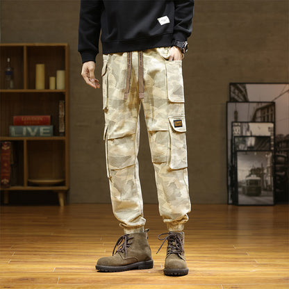 Men's Camouflage Cotton Casual Pants with Adjustable Ankles