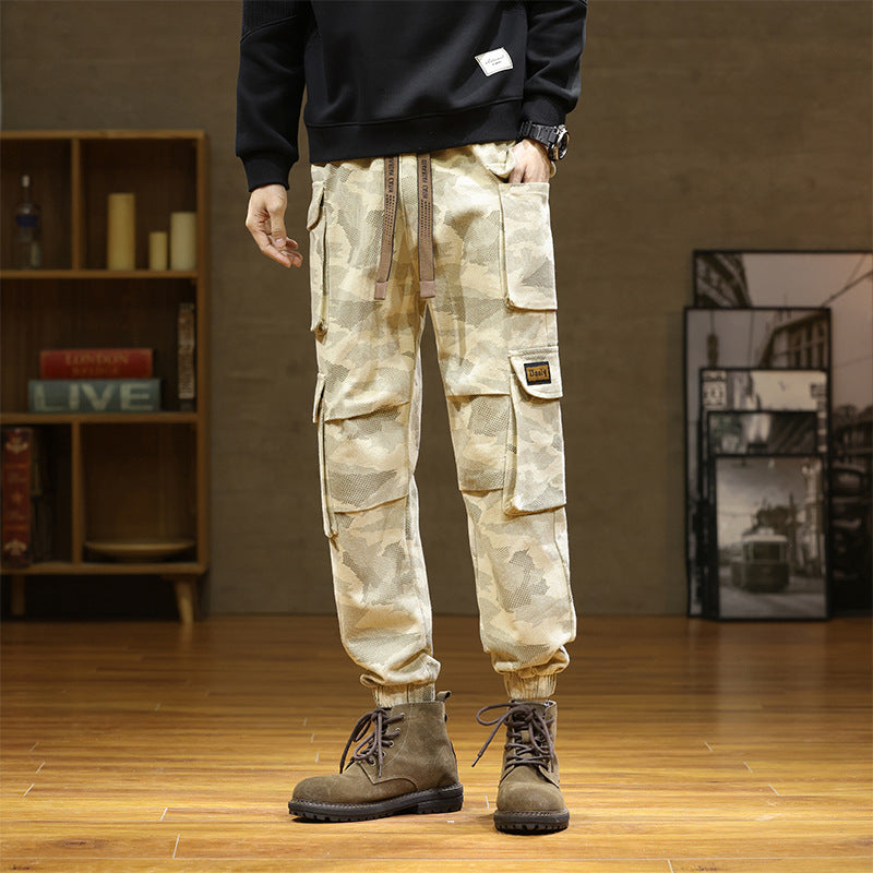 Men's Camouflage Cotton Casual Pants with Adjustable Ankles